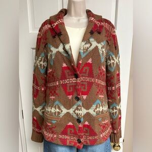 Ralph Lauren American Living Southwestern cardigan cotton sweater Large NWOT